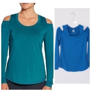 Calia by Carrie Underwood Teal Cold Shoulder Athletic Top Long Sleeve Small